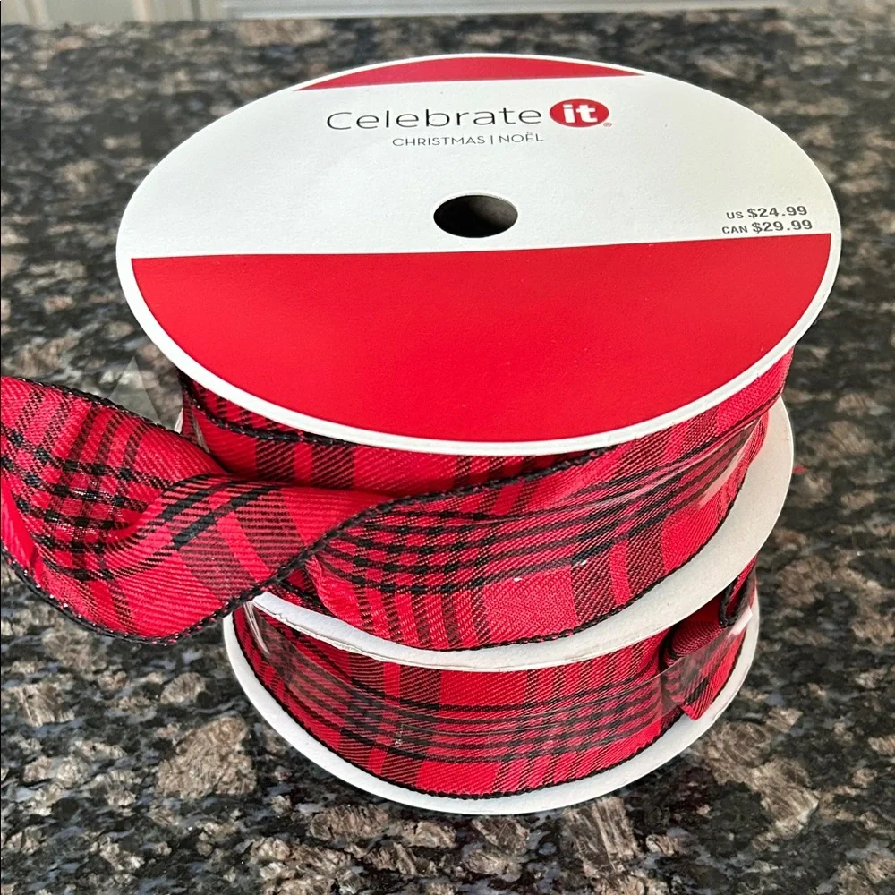 CELEBRATE IT WIRED JUMBO 2.5 x80 FT RIBBON LOT OF 2 NWT